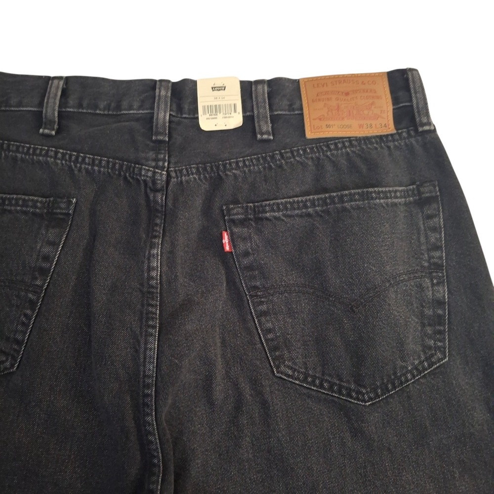 Levi's Premium 501 Loose Jeans Men's 38x32 Black Wash Straight Leg NWT - Picture 9 of 15